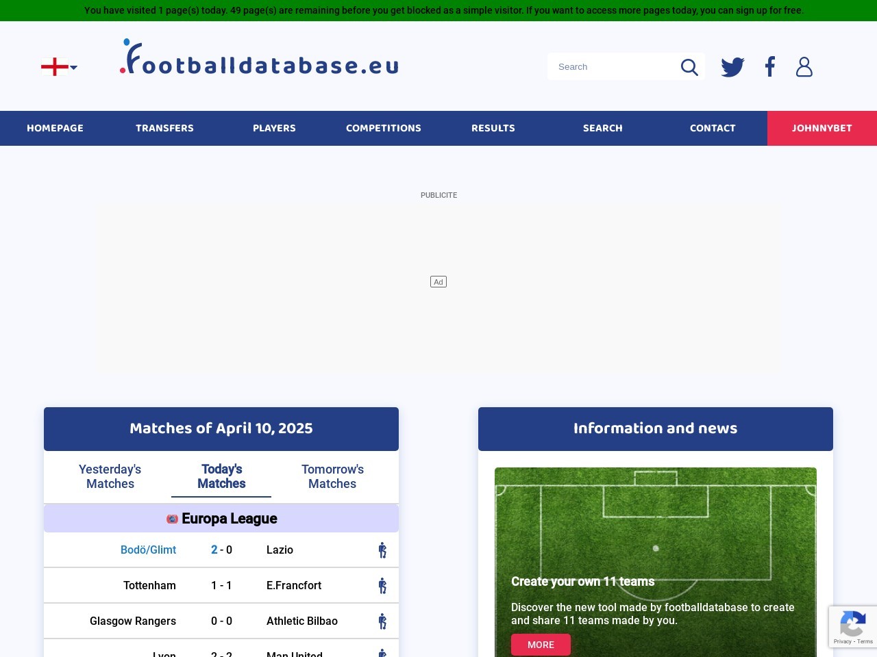 Footballdatabase.eu 58a146b40d68f4571f8985ebc79c0a9c