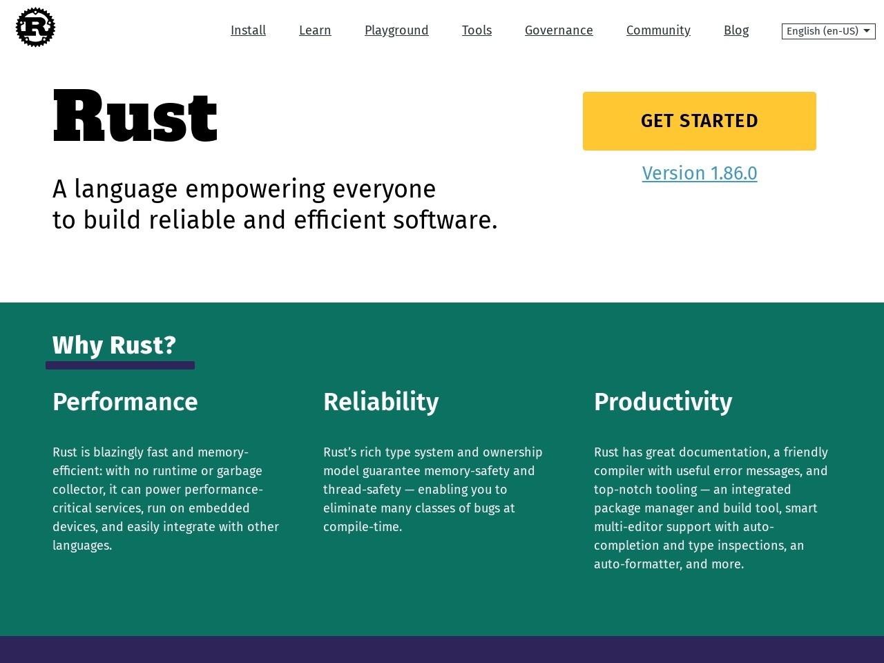 Rust lang.org 32e60405535eeb790f88c8144a8b8aa3